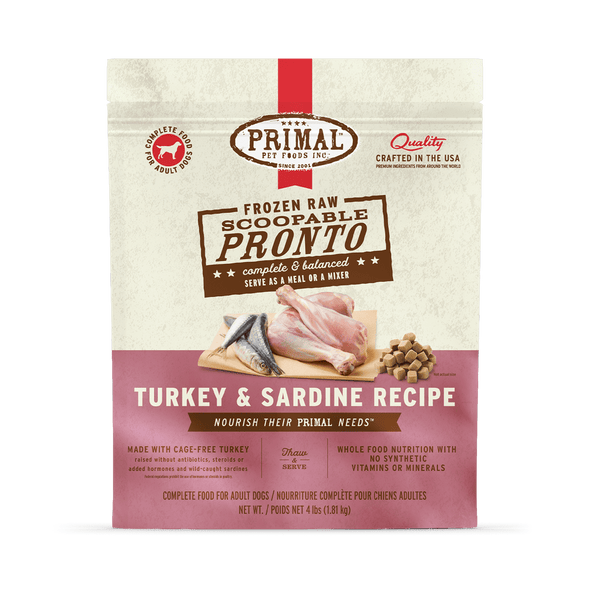 Primal Pronto Raw Frozen Turkey & Sardine Dog Food