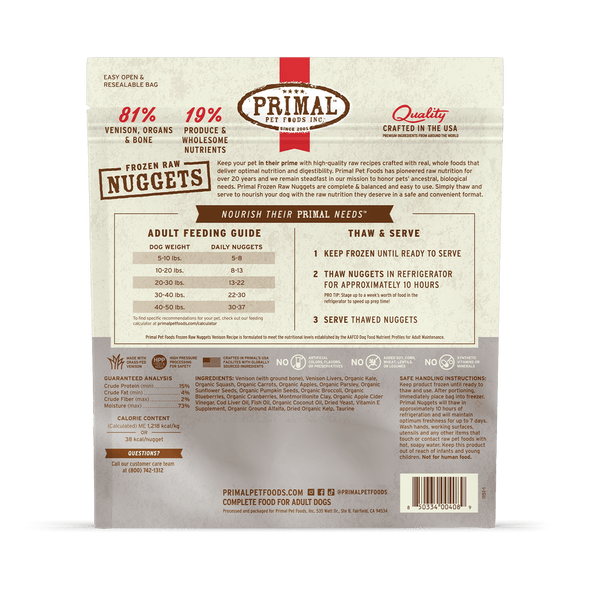 Primal Raw Frozen Venison Formula For Dogs
