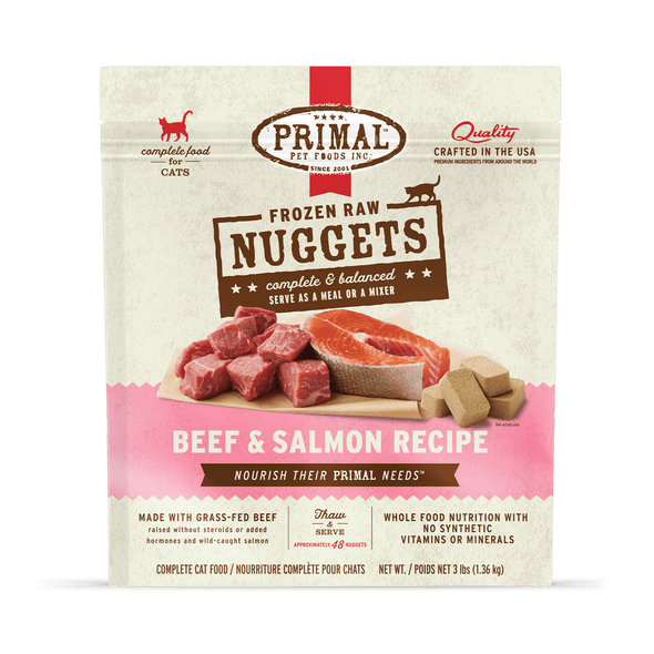 Primal Raw Frozen Beef & Salmon Formula Nuggets For Cats