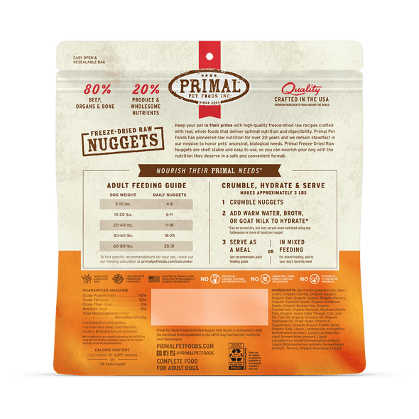 Primal Freeze Dried Nuggets Grain Free Beef Formula Dog Food