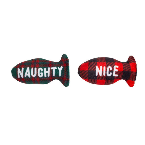 Pearhead Naughty or Nice Plush Catnip Holiday Cat Toys (2 pack)