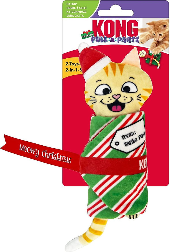 KONG Holiday Pull-A-Partz Present Plush Cat Toy