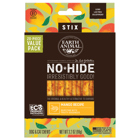 Earth Animal No Hide Stix Mango Recipe Dog Chews