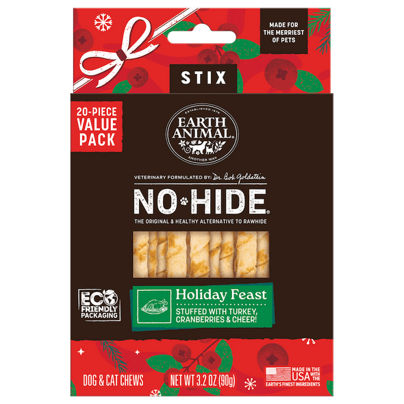 Earth Animal No Hide Stix Holiday Feast Recipe Dog Chews