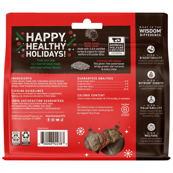 Earth Animal Wisdom Air-Dried Holiday Feast Jerky Dog Treats